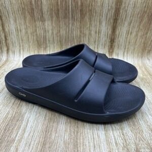 Oofos OOahh Slide Men's Size 14 EU 47 Black Recovery Shoes Slides Sandals Rubber